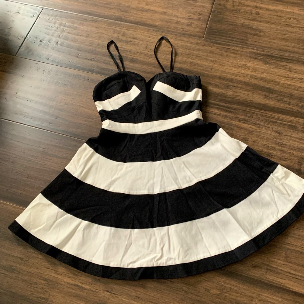 HARPER black and white striped mini dress